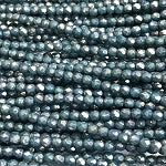 3mm Czech Fire Polish Beads - Dark Slate Blue Luster