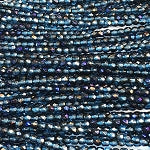 3mm Czech Fire Polish Beads - Dark Aqua Blue Iris