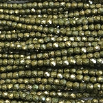 3mm Czech Fire Polish Beads - Olive Rainbow Iris