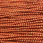 3mm Czech Fire Polish Beads -  Dark Orange Pearl