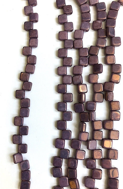 Purple Luster - Two Hole Tile Bead
