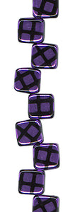 Purple Metallic/Black - Two Hole Tile Bead