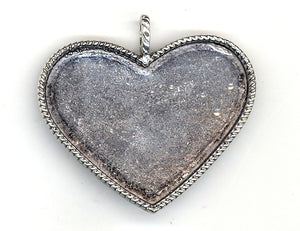 Resin Blank Pendant - Antique Silver - Heart