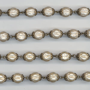 Beaded Chain 10mm Satin Taupe Pearl