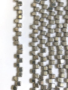 Silver - Two Hole Tile Bead
