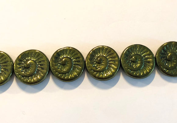 Ammonite Spiral, Metallic Green