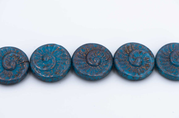 Ammonite Spiral, Slate Blue Bronze Wash