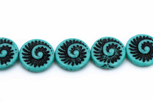 Ammonite Spiral, Turquoise/Jet