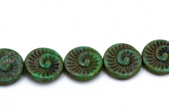 Ammonite Spiral, Jade Travertine
