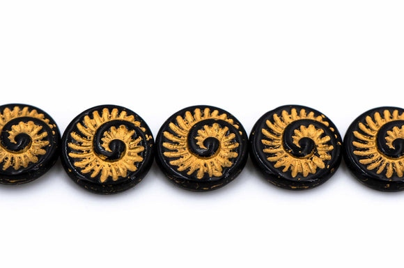 Ammonite Spiral, Jet/Gold