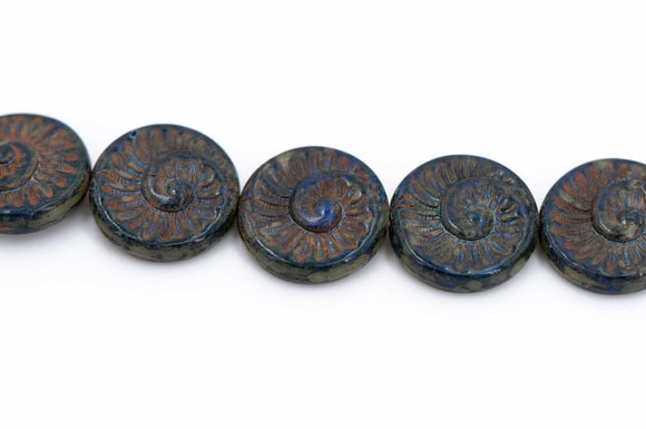 Ammonite Spiral, Navy Travertine