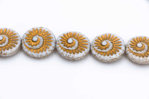 Ammonite Spiral, Matte White w/ Gold Wash,