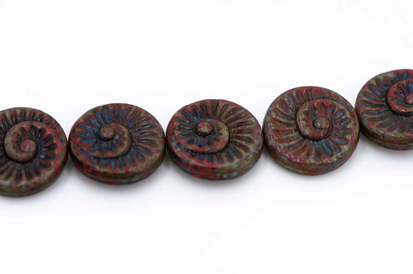 Ammonite Spiral, Red Travertine