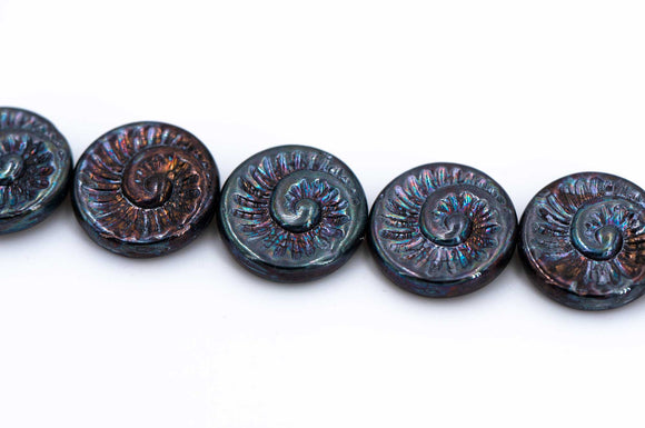 Ammonite Spiral, Jet Rainbow Iris