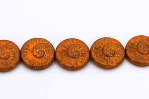 Ammonite Spiral, Orange Bronze Travertine