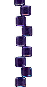 Medium Purple - Transparent Rainbow Iris - Two Hole Tile Bead