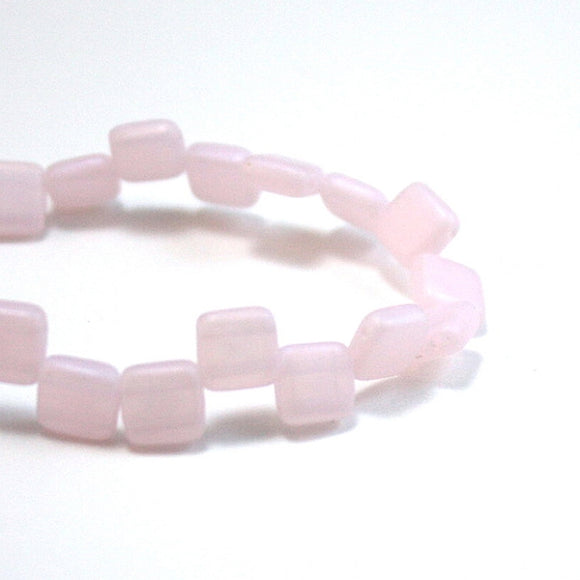 Pink - Matte Transparent - Two Hole Tile Bead